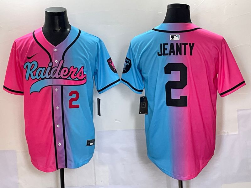 Men 2025 Oakland Raiders #2 Jeanty Blue pink Nike Limited NFL Jersey 004